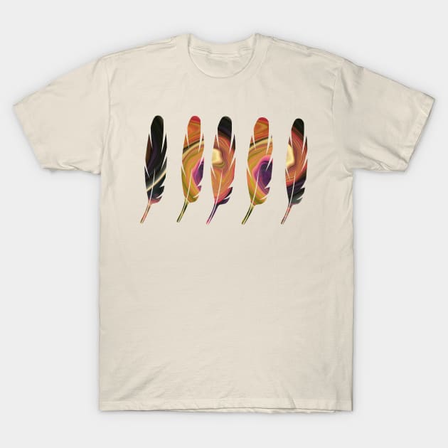 Five Feathers T-Shirt by Whisperingpeaks